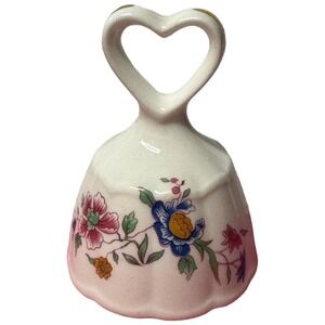 Hammersley Bone China Porcelain Tea Bell Heart Shaped Handle Floral Design 3"